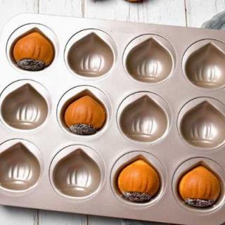 12 chestnuts cake tin Chocolate Madeline Gold Brick muffin Muffin Cake tin Non-stick oven baking pan