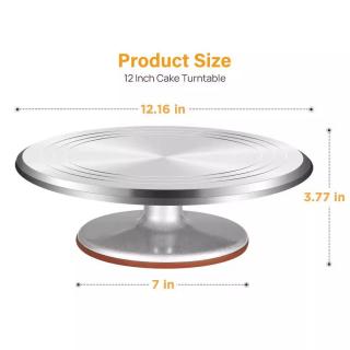 Aluminum alloy turntable, 12 inch rotating cake turntable, with non-slip mat, bottom baking utensils, cake decoration supplies