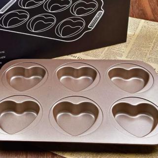 Deluxe silicone hand handle six heart shaped carbon steel creative cake mold Cookie mold