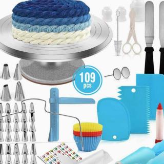 109 pieces aluminum alloy turntable baking tool set cream glue nozzle