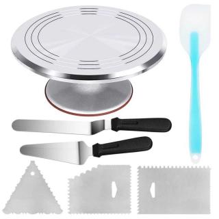 7-piece aluminum alloy turntable cake turntable silicone cream scraper Cream scraper