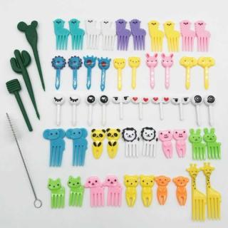 Animal cartoon plastic fruit fork cute bento fork Children's food bento decorative tag