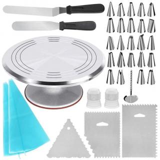 48 pieces aluminum alloy turntable cake turntable cake decorating tip TPU decorating bag