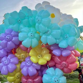 Smiling face flower balloon small daisies balloon floating empty sunflower balloon stall hand balloon night market stall wholesale