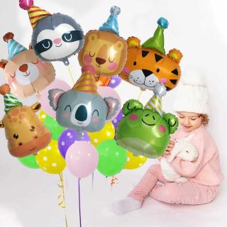 Aluminum film balloons Birthday hat balloons Cross border wholesale birthday hat Giraffe Tiger Bear frog sloth balloon