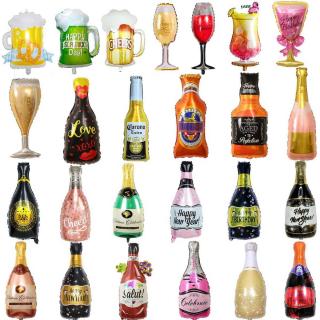 Party decoration aluminum film balloons cross border arrangement New Year wine bottle wine glass birthday wine glass balloon wholesale