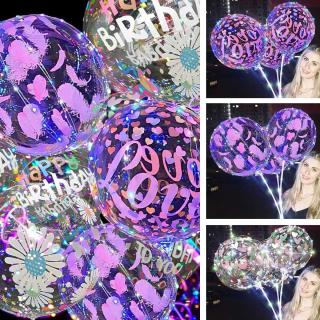 Transparent 20 inch printed luminous wave ball night market set up balloons birthday decoration props