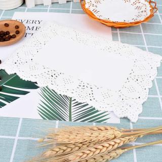 Rectangular flower paper Fried food pad paper White flower paper bread tray lace paper 140 pieces/packet