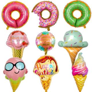 Donut Ice cream aluminum balloon Colorful ice cream children's birthday party decoration donut aluminum balloon