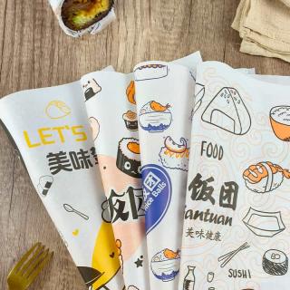 Printed rice ball wrapping paper Bread sandwich coated paper Disposable food placemat paper greaseproof paper rice ball wrapping paper