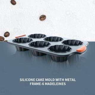 6 Gmadeline silicone cake molds with metal frame