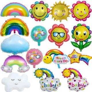 Aluminum film balloons decorate birthday sunflower Cloud party Party scene Decorate rainbow sunflower balloons