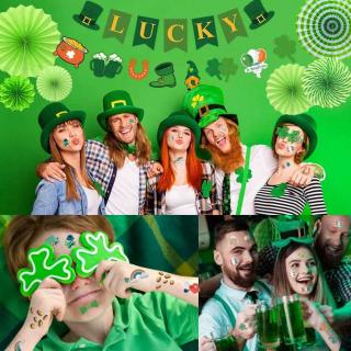 St. Patrick's Balloons Party decoration wholesale Irish pull flag paper fan placemat combination latex aluminum film balloons