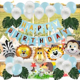 Birthday balloon set Fishtail pull flag children's forest animal theme boy cartoon balloon children animal head