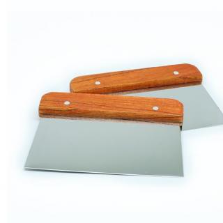 Wooden handle stainless steel dough cutter scraper