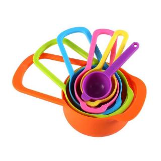 Wholesale PP plastic measuring cup set, 6-piece set with scale, rainbow cup measuring spoon, seasoning spoon, milk powder spoon, baking supplies