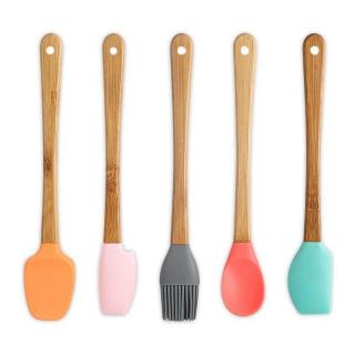 kitchen Mini Silicone Spatula, small spatula baking Tool Set, 5-piece set, spoon, oil brush, children's kitchenware
