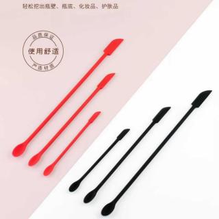 Silicone mini double-headed spatula, cosmetic portion spoons, scoop spoons, jam long spoons, spatula, 3-piece set of spatula