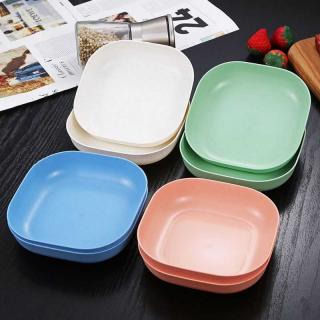 Japanese deep square toasted bone plate, wheat tableware square plate, household plate, fruit plate, plastic snacks, dried fruit snack plate