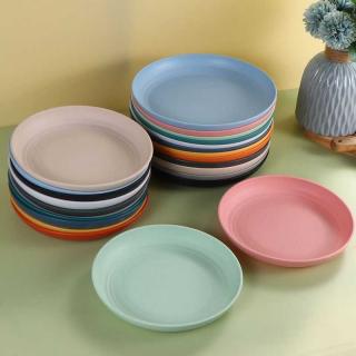 Cross-border wheat straw 20cm and 23cm round plates, household water fruit and vegetable plates, dumpling plates, canteen plastic plates, wholesale gifts