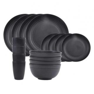 Wheat straw tableware, plates, saucers, water cups, household plastic tableware, bowls and chopsticks, gift box sets, outdoor portable tableware